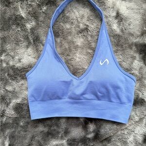Blue Halter TLF Sports Bra - small
